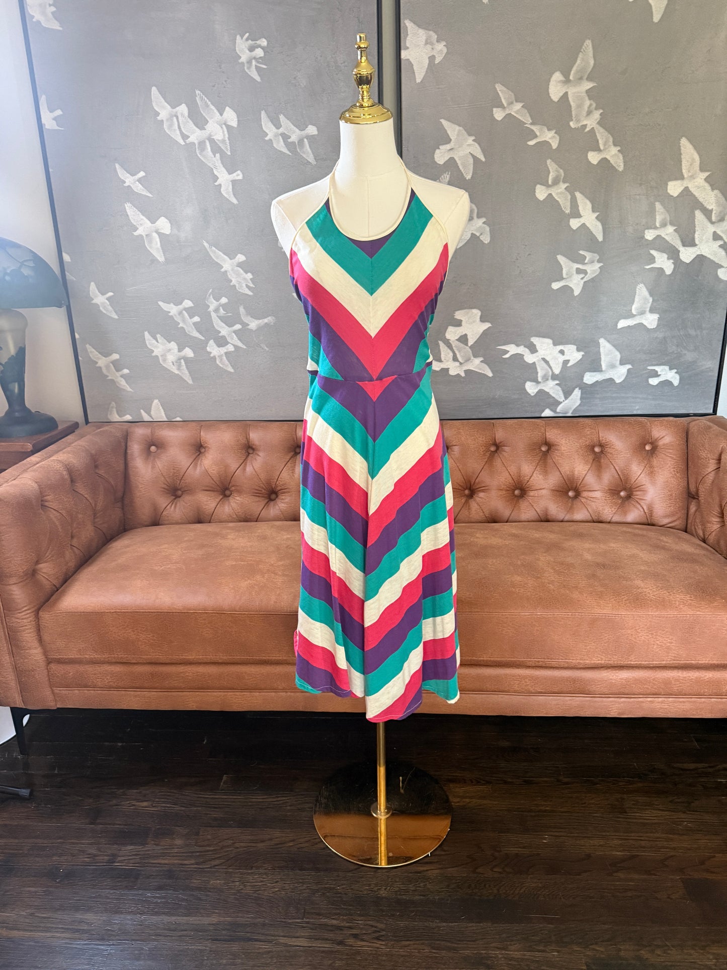 1970's Stripped Halter Dress