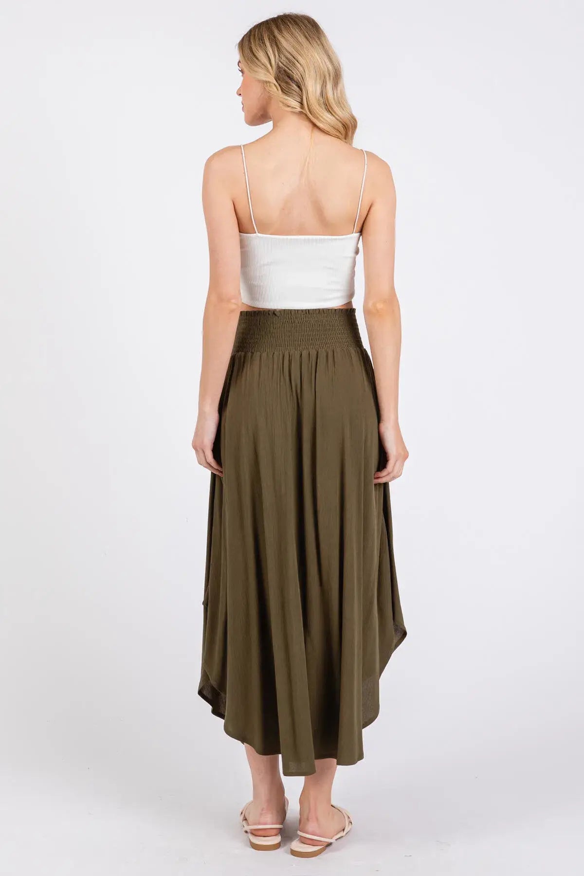 Smocked Waist Flowy Skirt