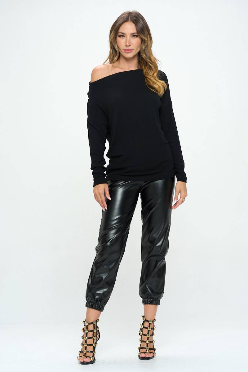Ellie Brushed Knit Off the Shoulder Top