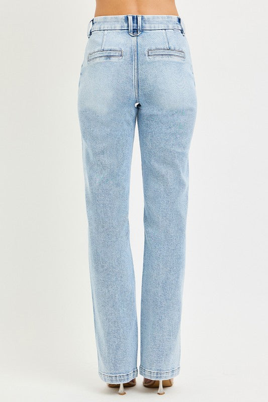 Tummy Control Straight Pin Tuck Jeans