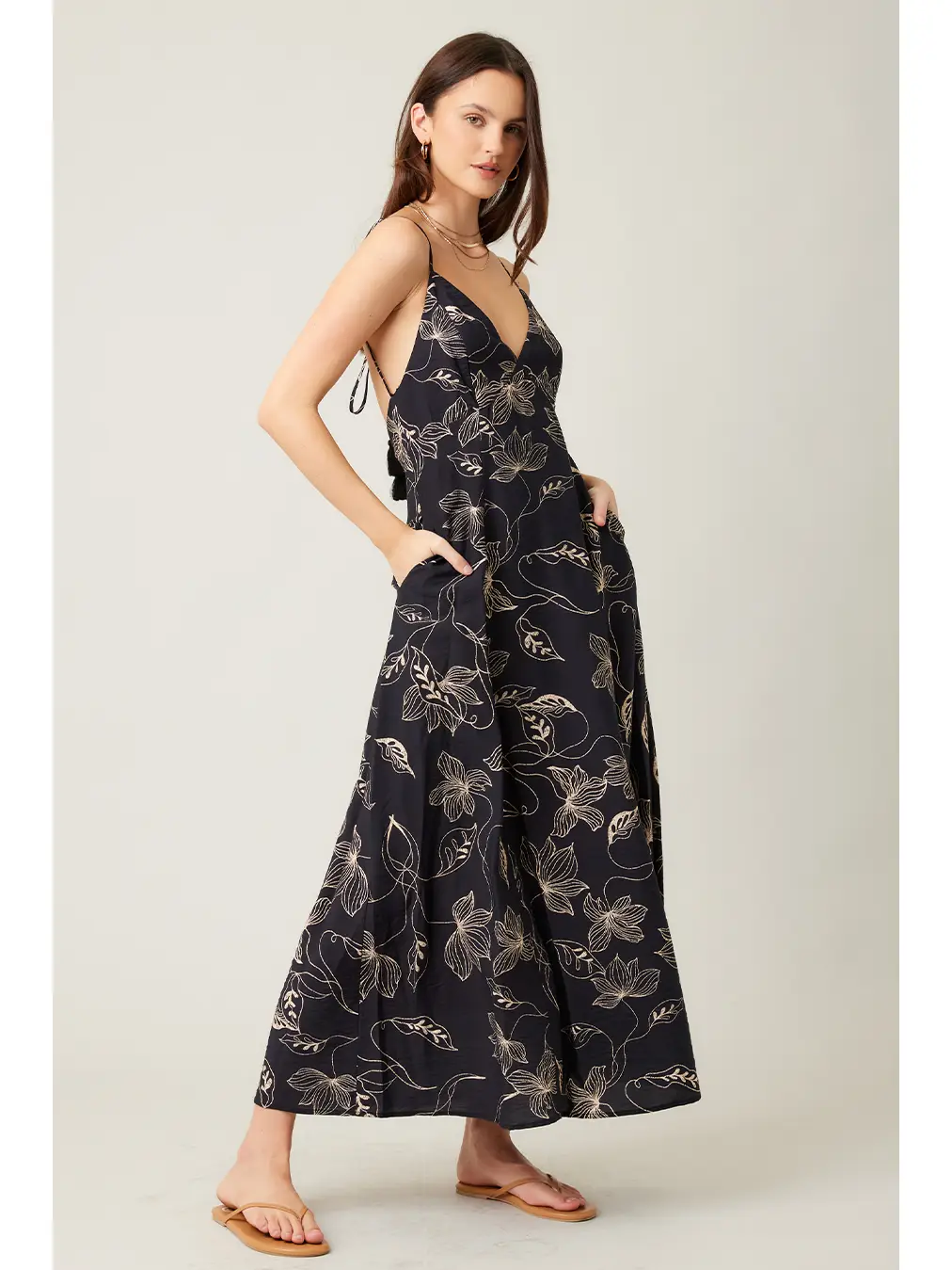 Printed Open Back Maxi Dress