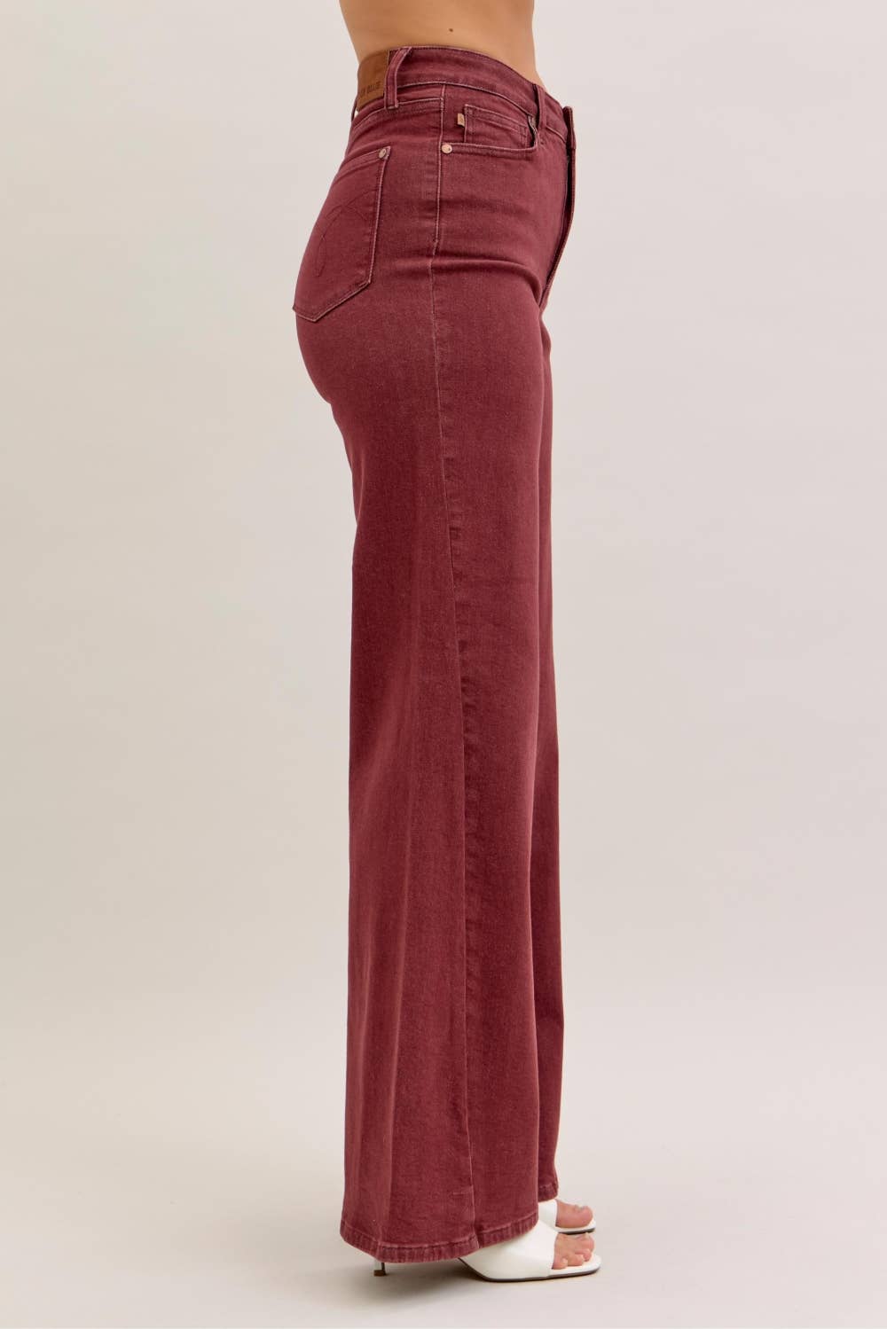 Retro Wide With Twisted Seams Burgundy Jeans