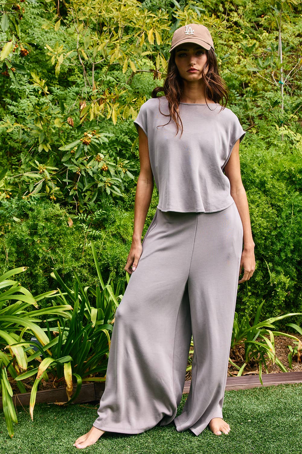 Solid Scuba Open Front Wide Leg Jumpsuit