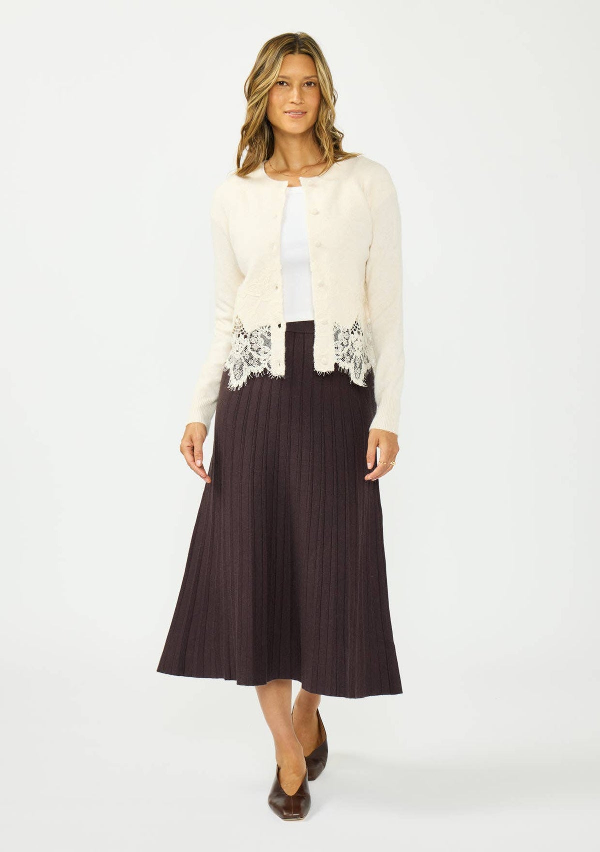 Lace Trim Button Front Cardigan