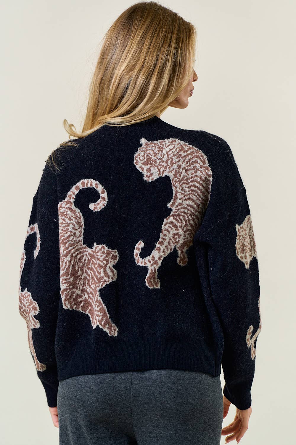 Tiger Printed Sweater Cardigan