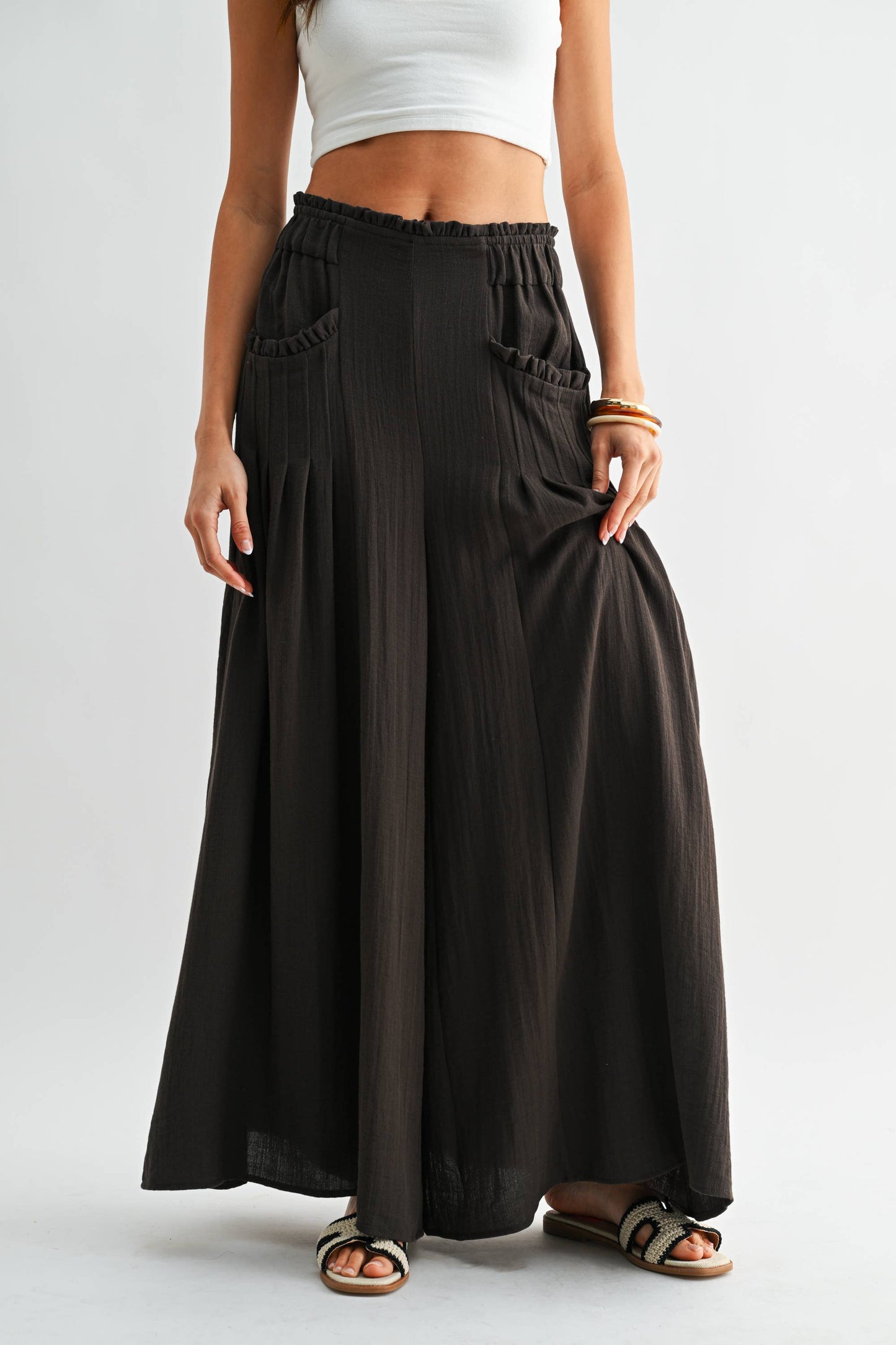 Wide-Leg Palazzo Pant with Ruffle Set - Pants Only