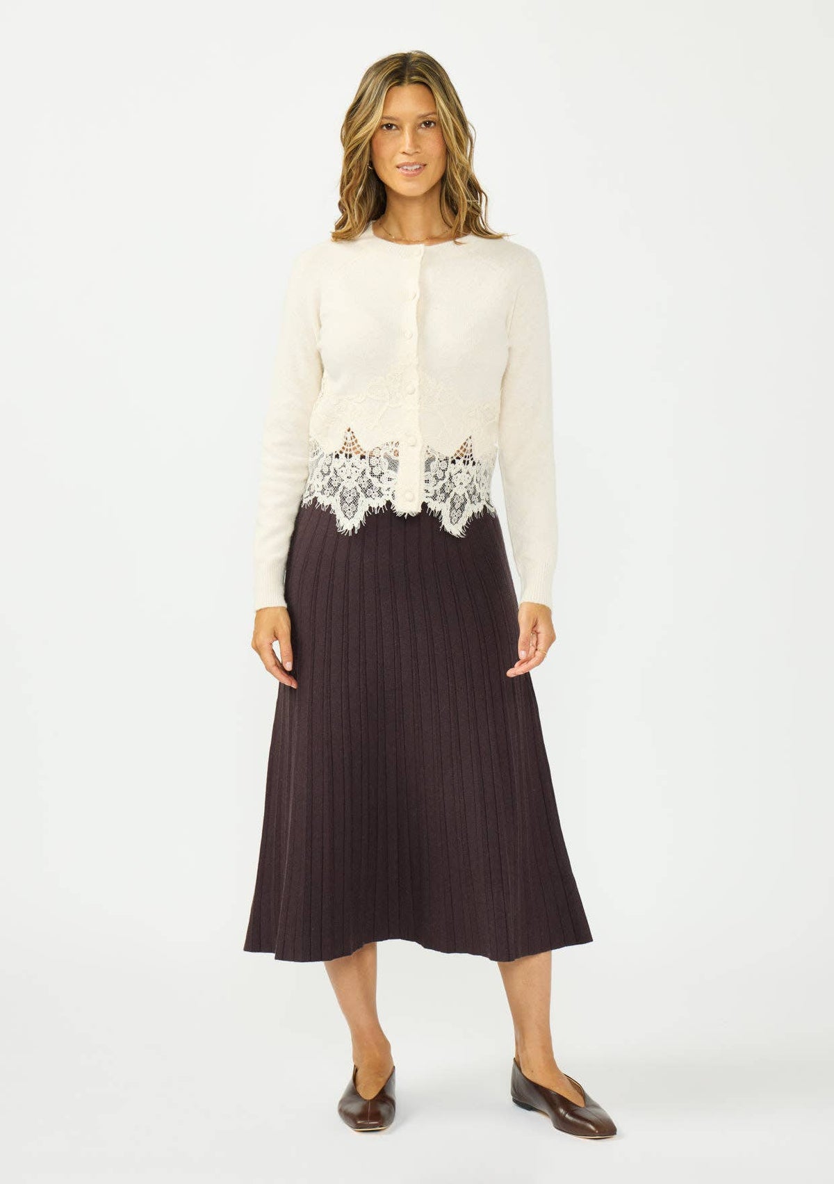 Lace Trim Button Front Cardigan