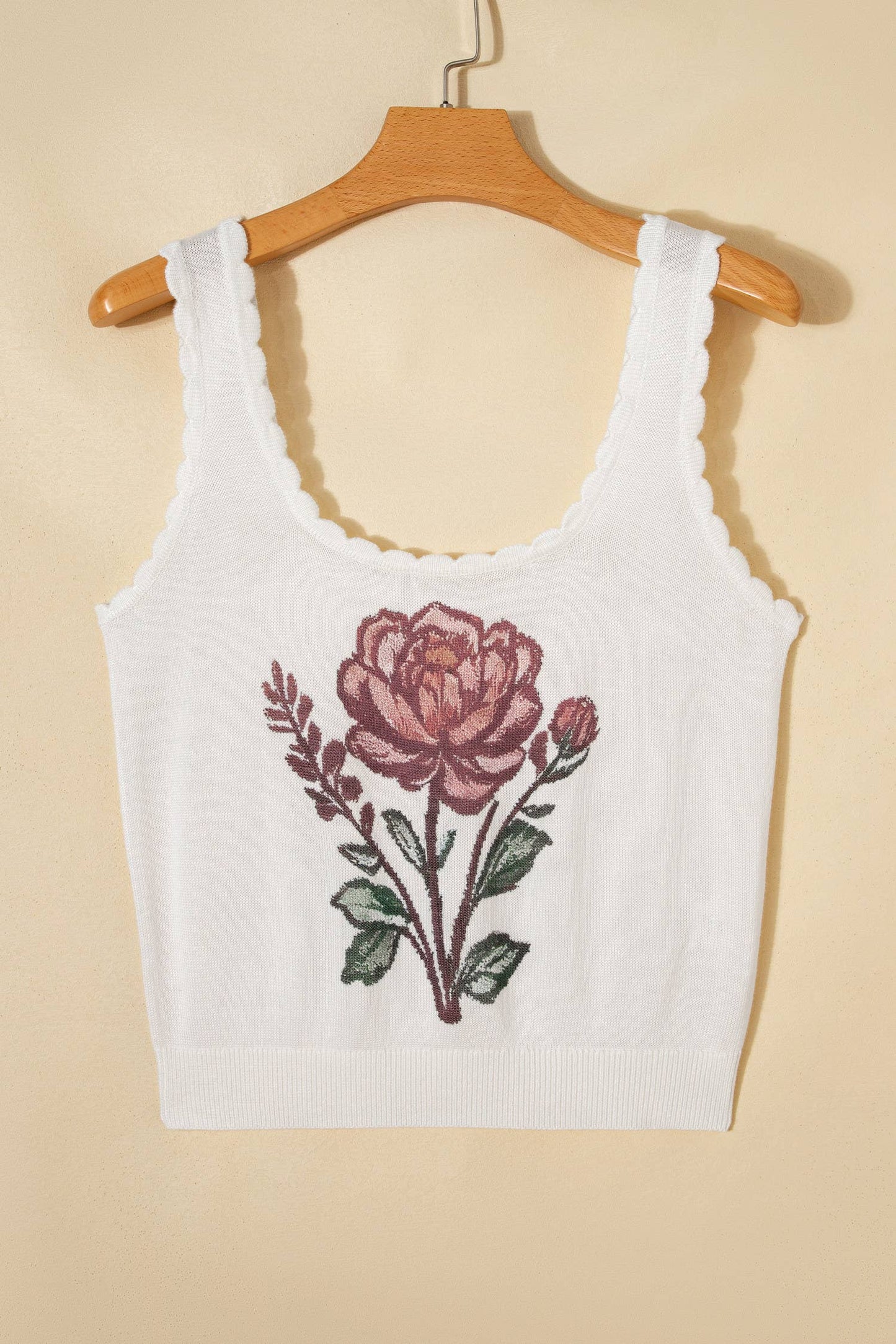 66 Floral Western Scalloped Square Neck Sweater Vest (S-4X)