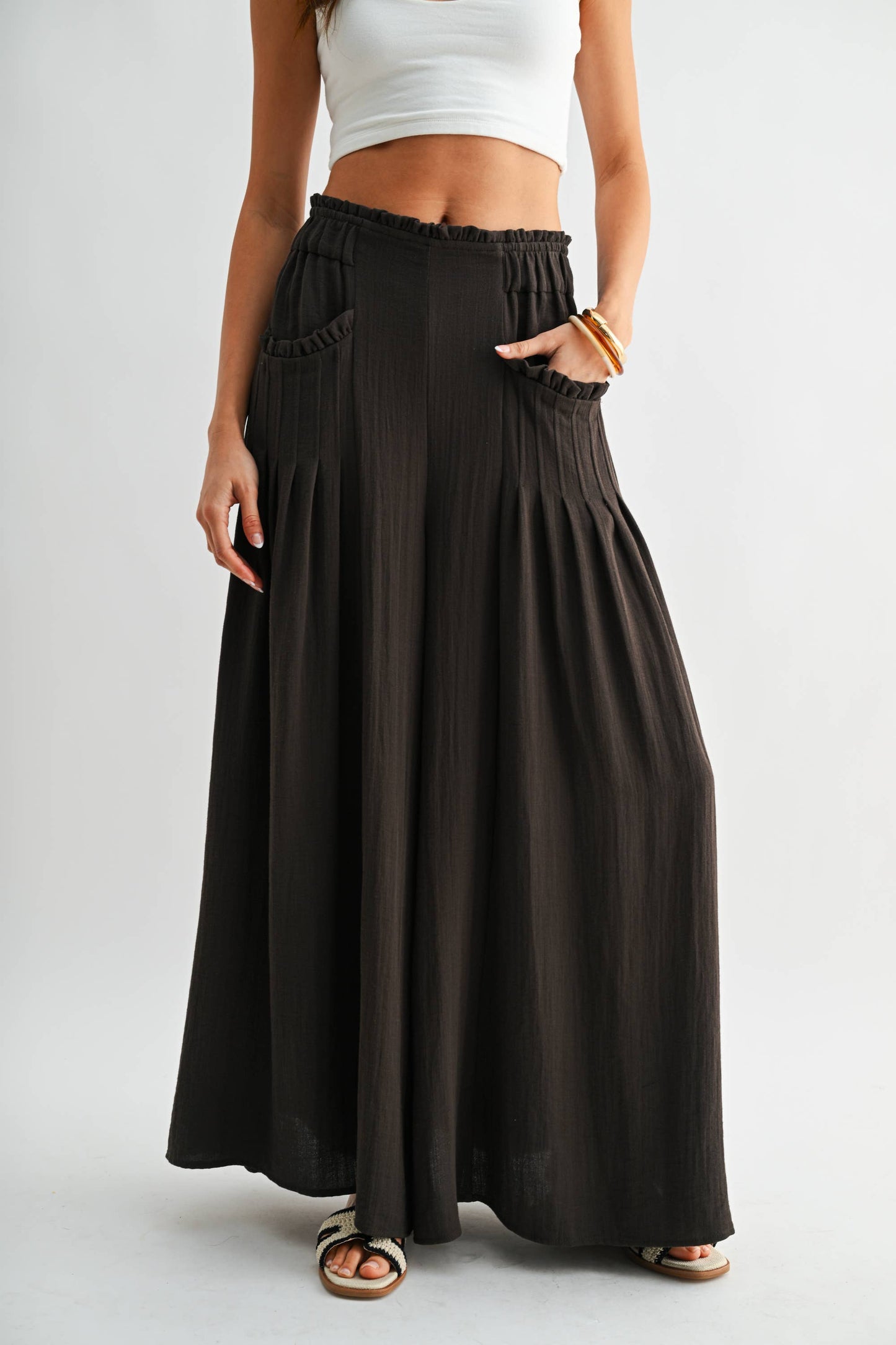 Wide-Leg Palazzo Pant with Ruffle Set - Pants Only