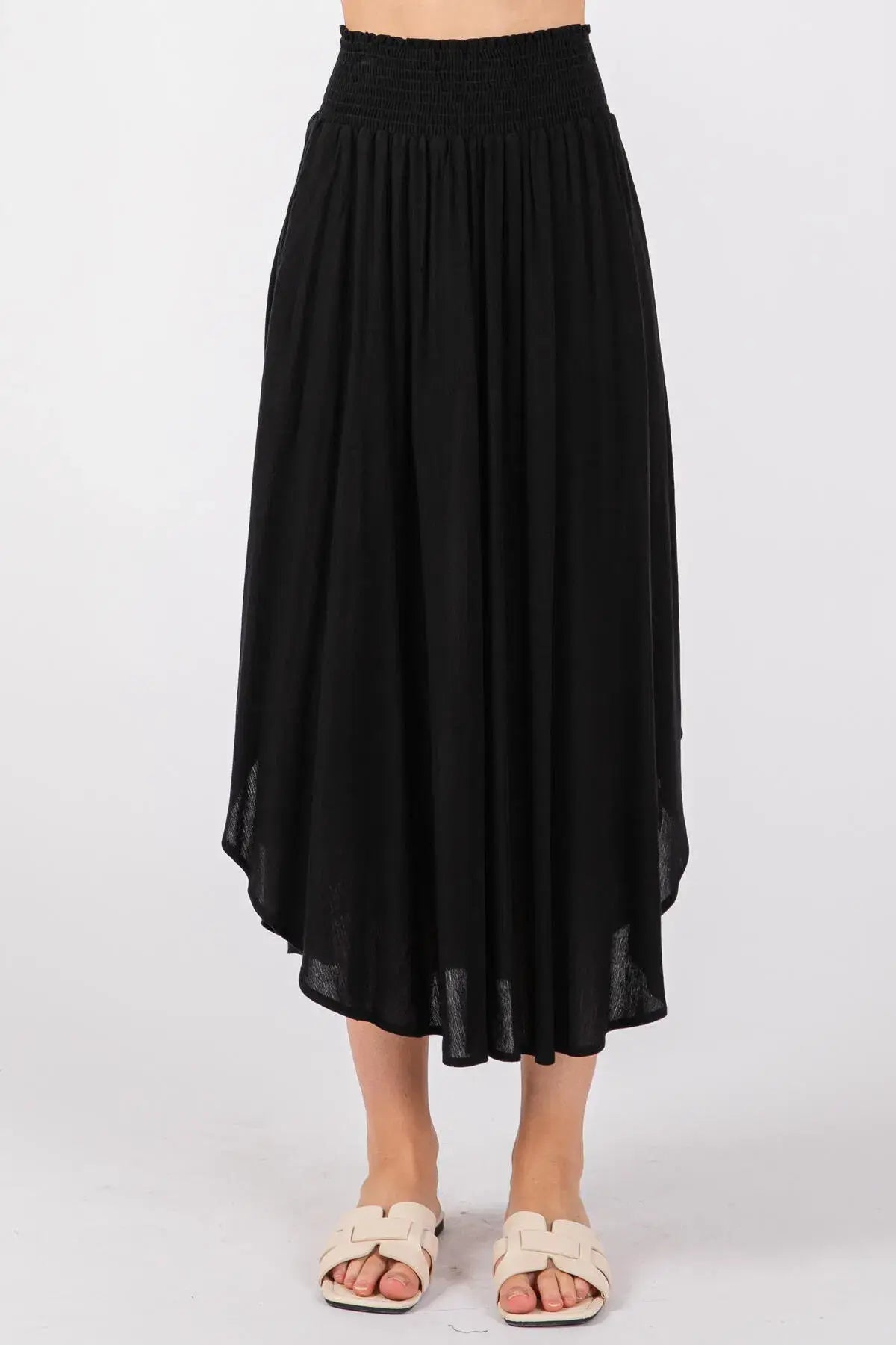 Smocked Waist Flowy Skirt