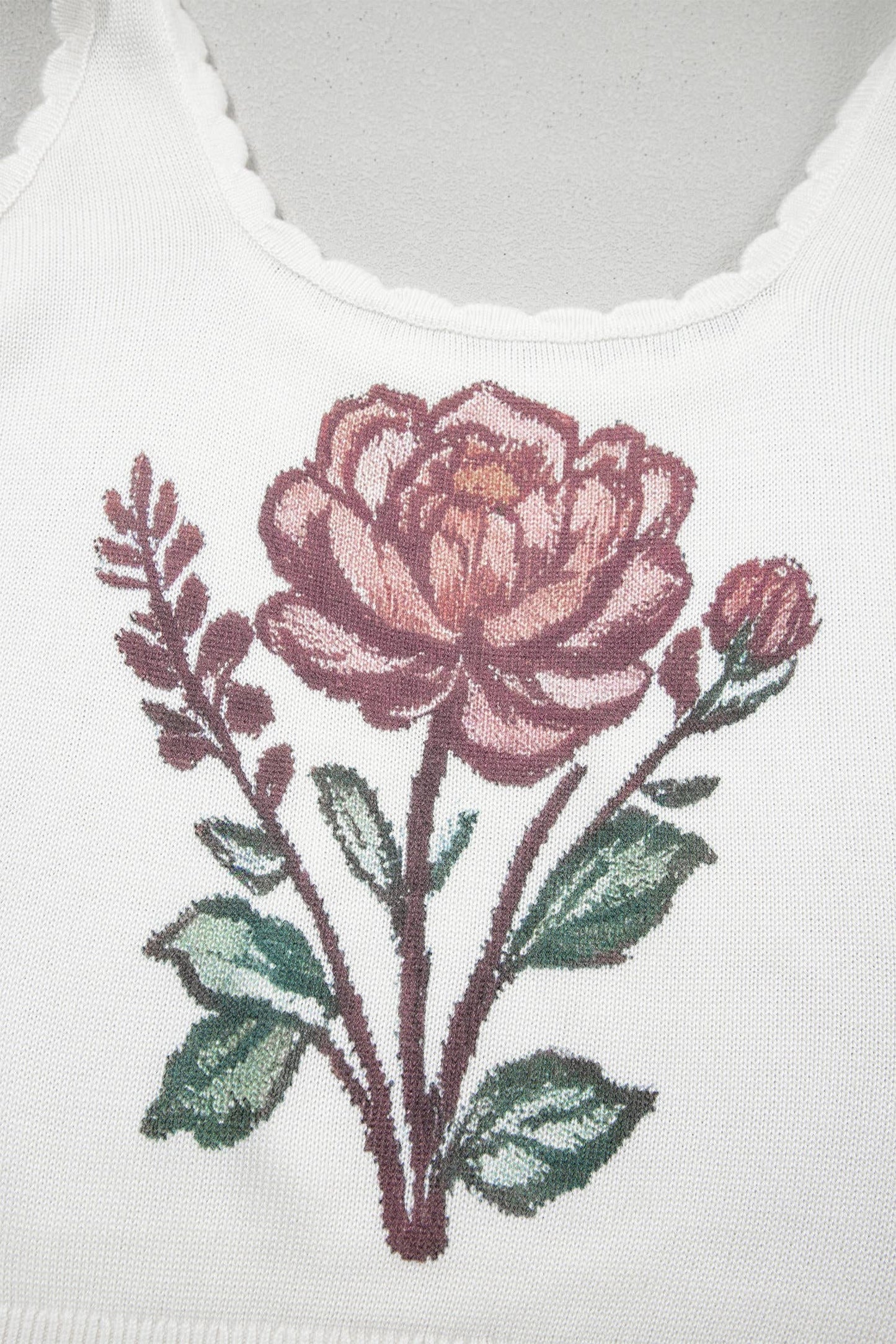 66 Floral Western Scalloped Square Neck Sweater Vest (S-4X)