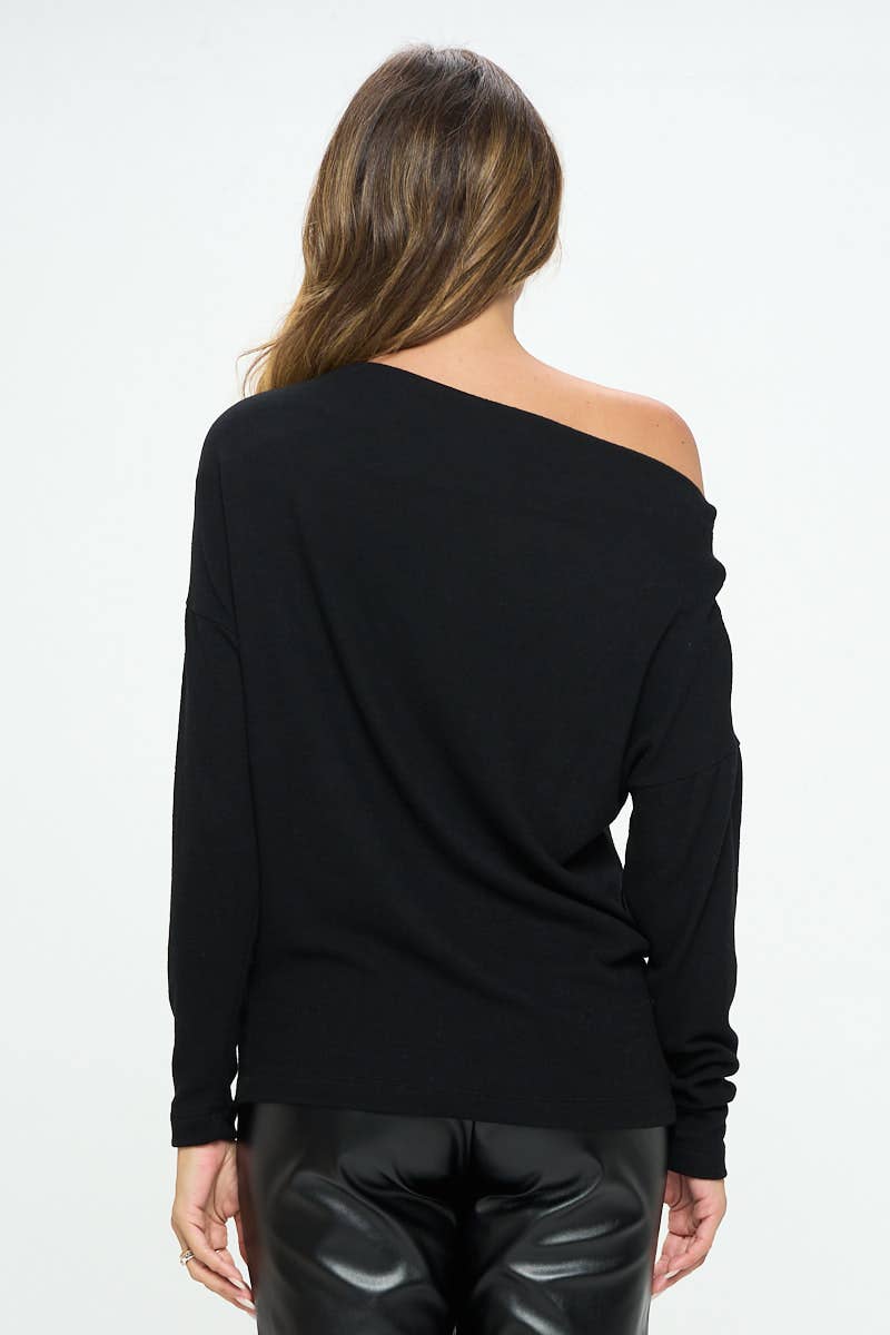 Ellie Brushed Knit Off the Shoulder Top