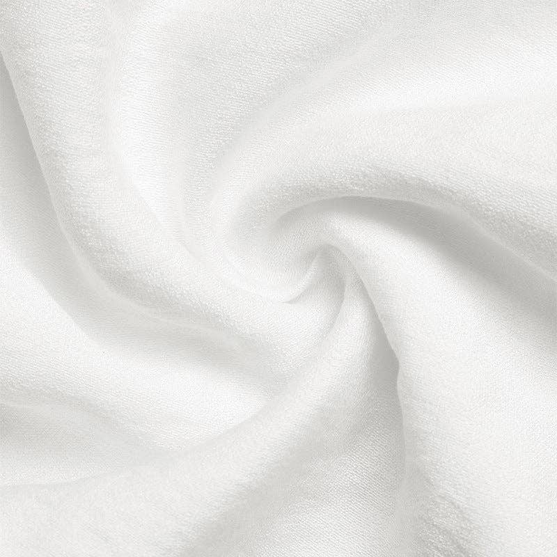 White Ruffle-Trim Stand Collar Blouse