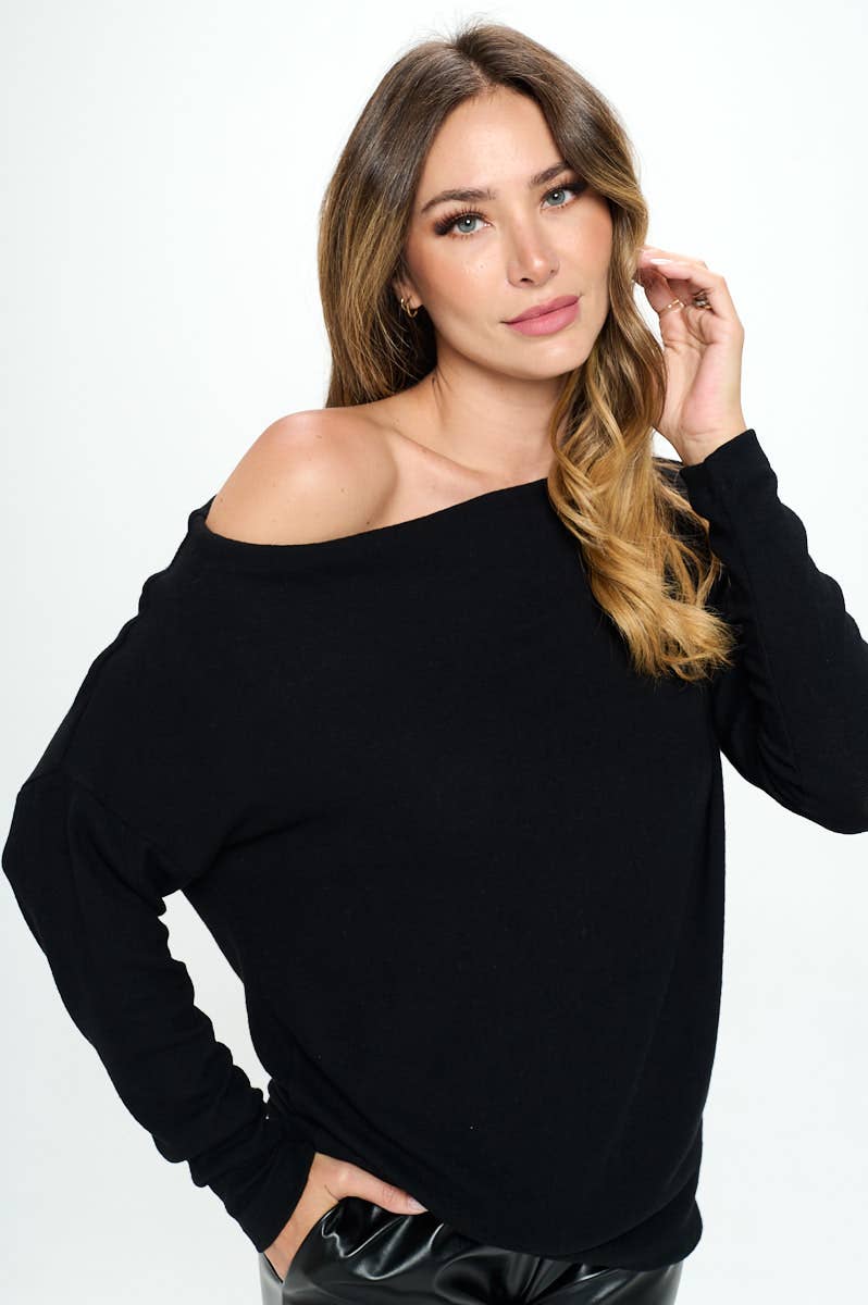 Ellie Brushed Knit Off the Shoulder Top