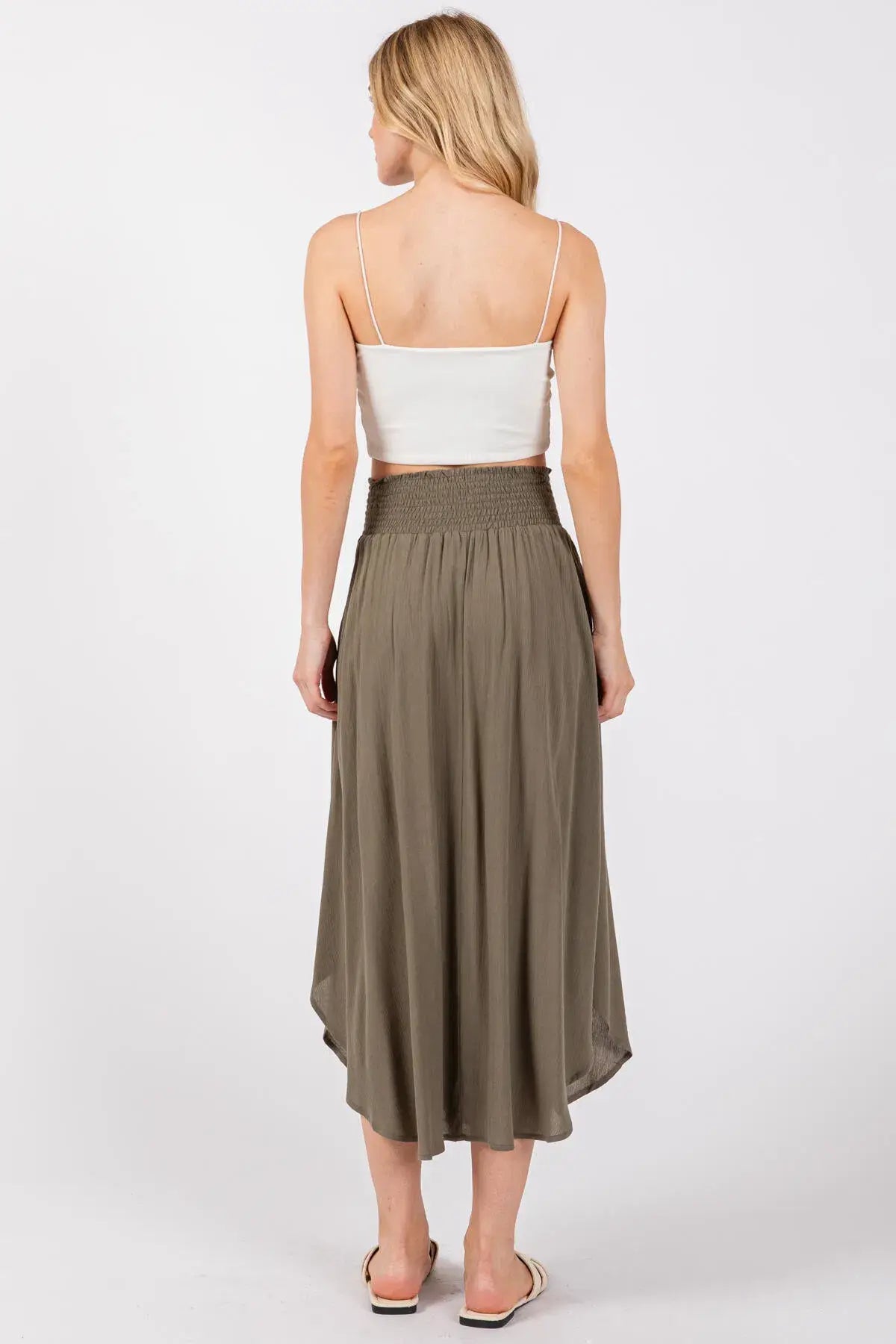 Smocked Waist Flowy Skirt