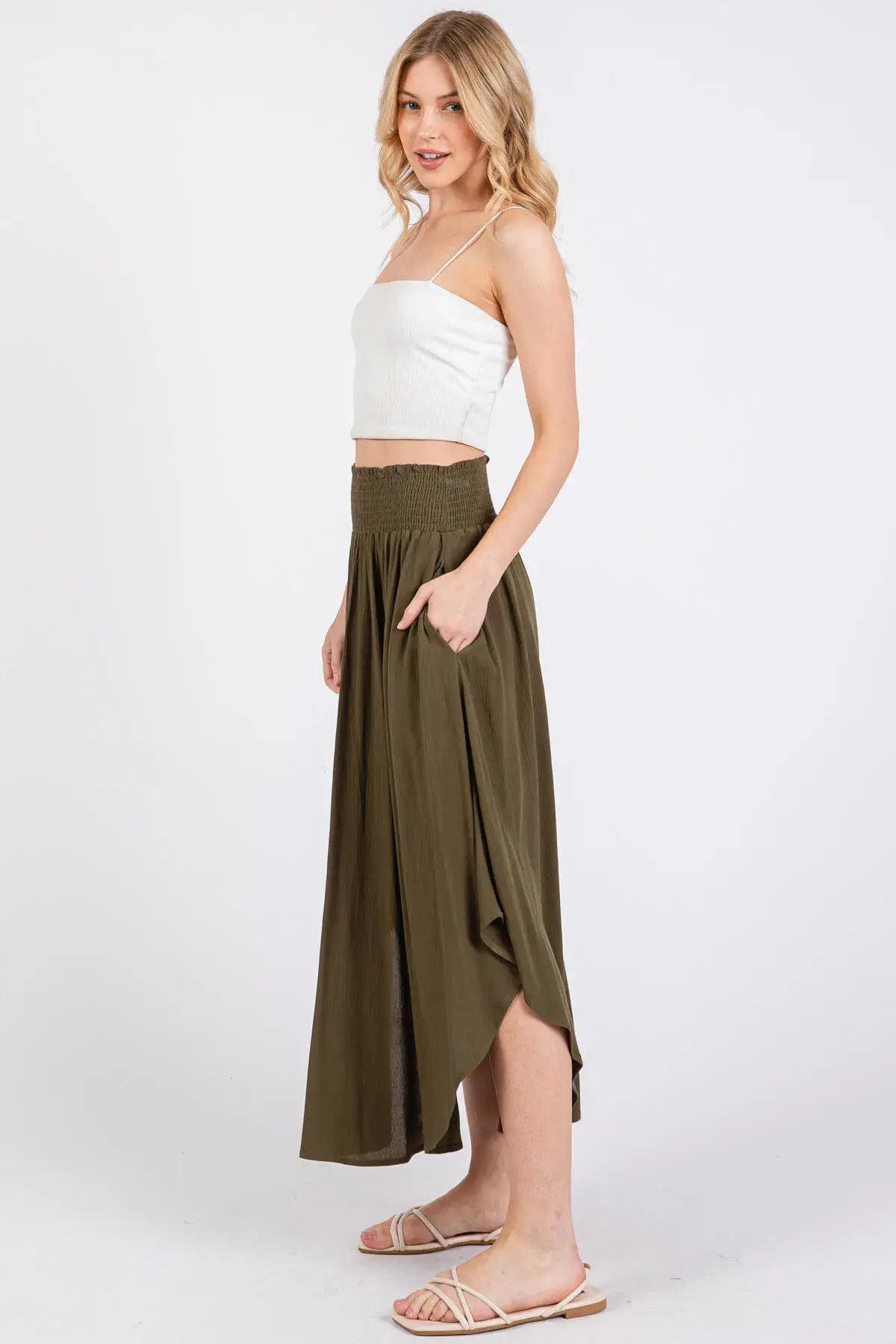 Smocked Waist Flowy Skirt