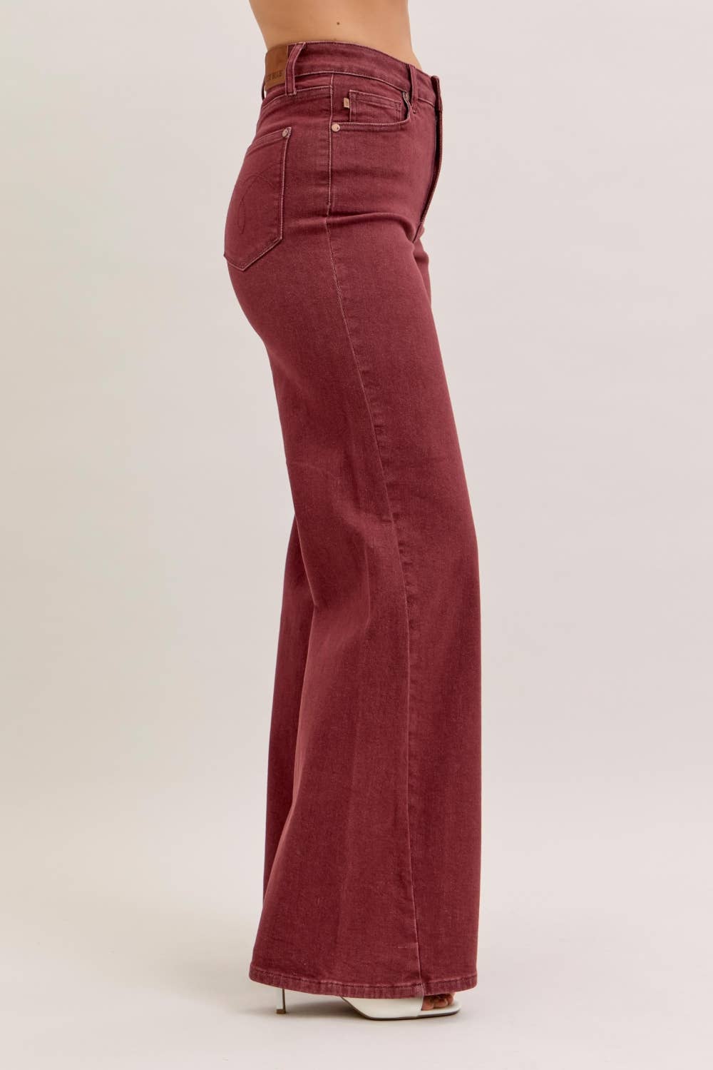 Retro Wide With Twisted Seams Burgundy Jeans