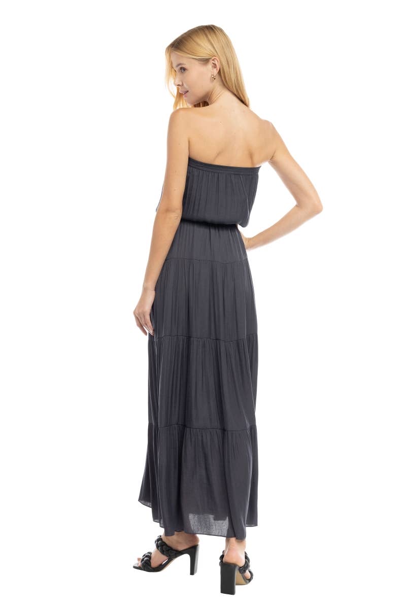 Maxi Tiered Tube Dress With Elasticized Waist - TF