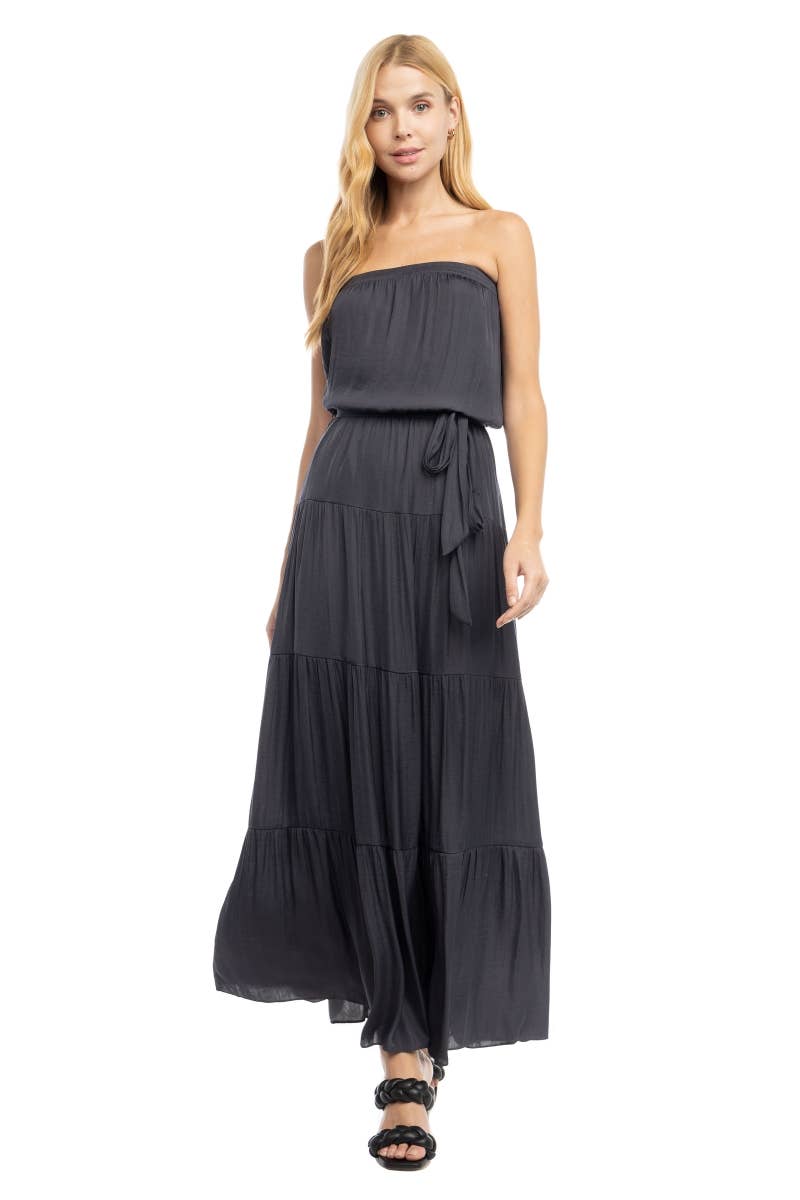 Maxi Tiered Tube Dress With Elasticized Waist - TF