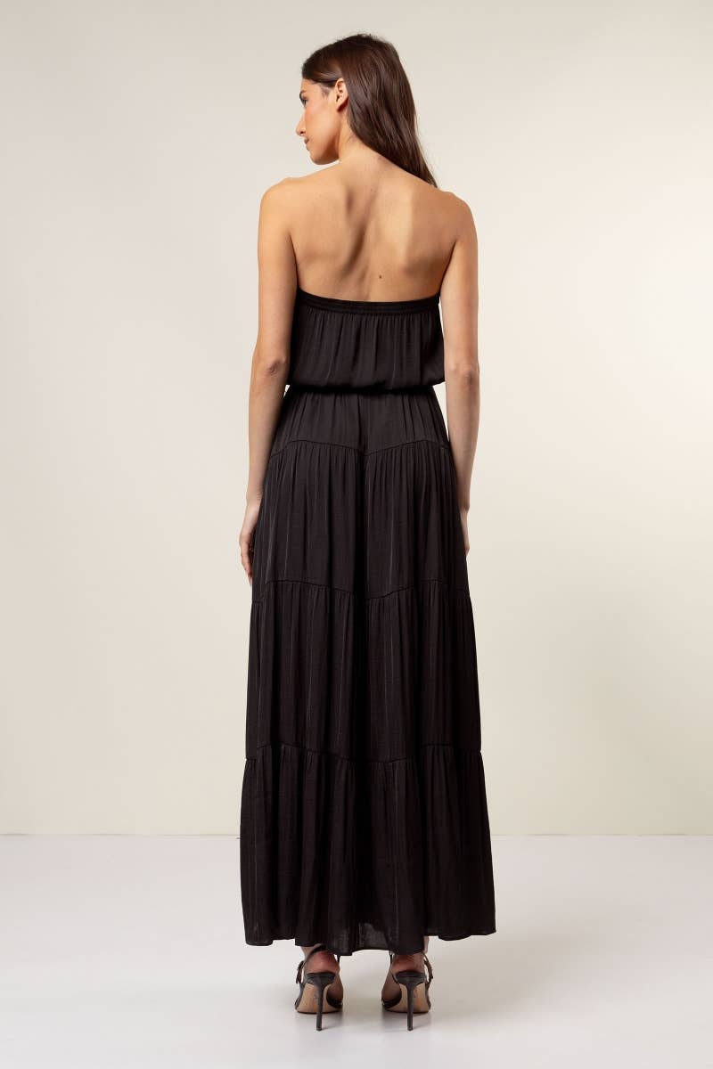 Maxi Tiered Tube Dress With Elasticized Waist - TF