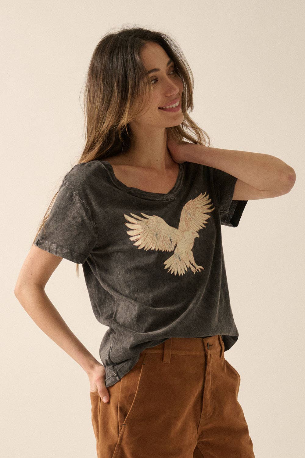 Flying Eagle V-Neck Vintage-Wash Graphic Tee