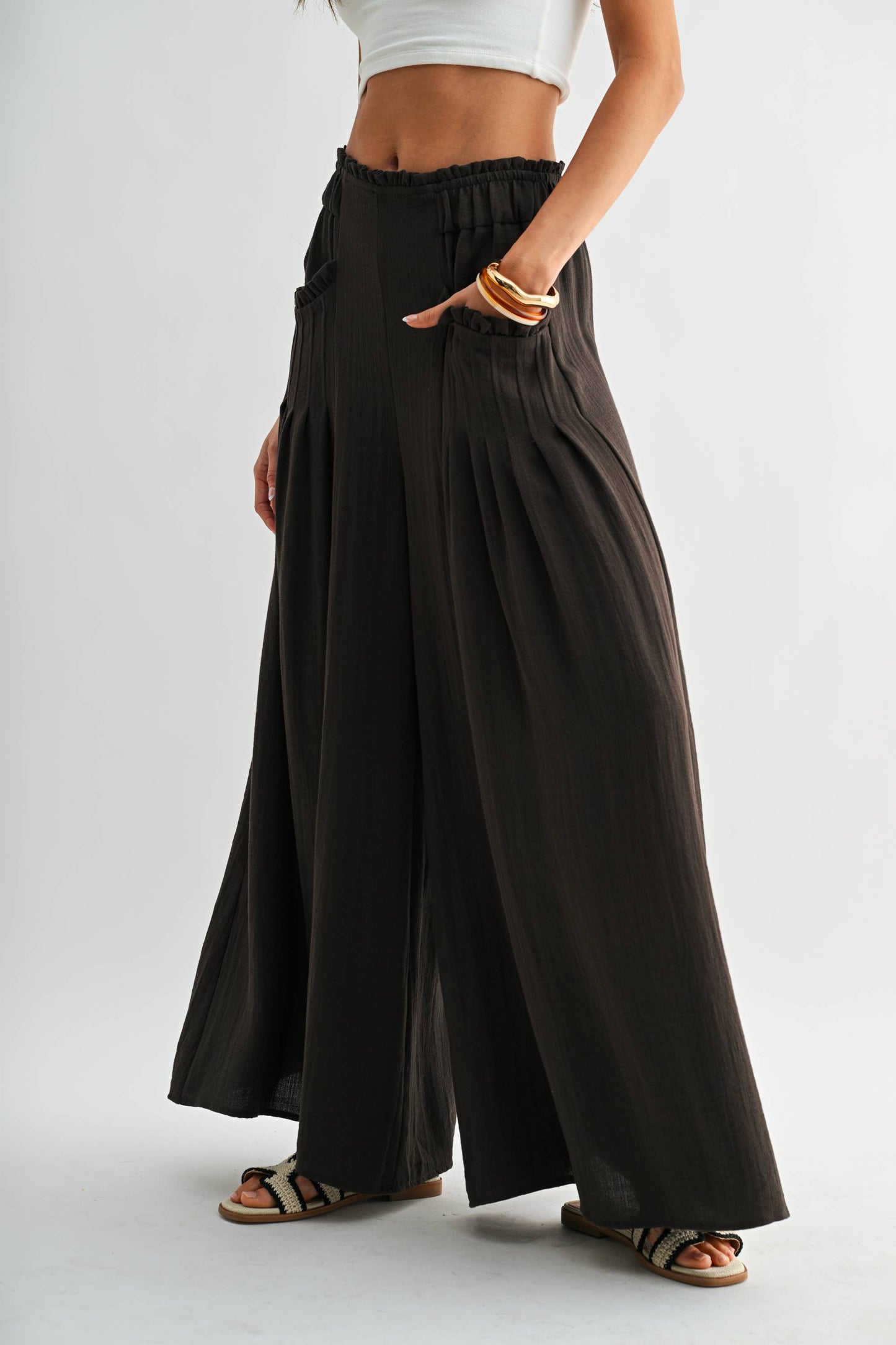 Wide-Leg Palazzo Pant with Ruffle Set - Pants Only