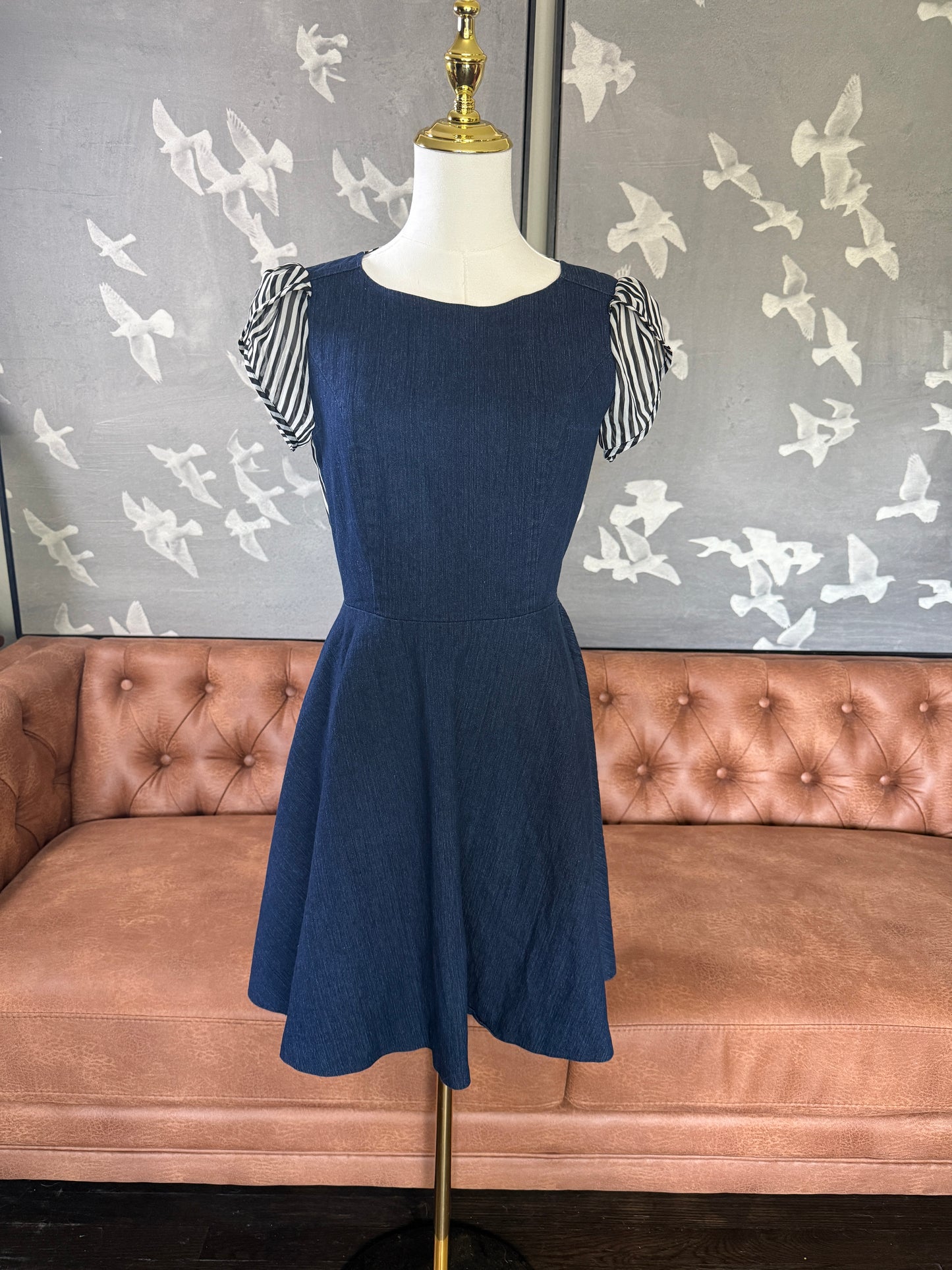 Denim Open Back A-line Dress