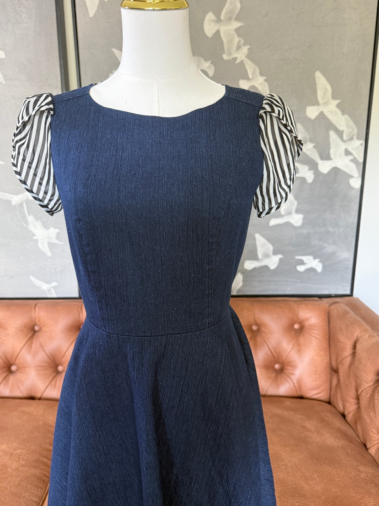 Denim Open Back A-line Dress