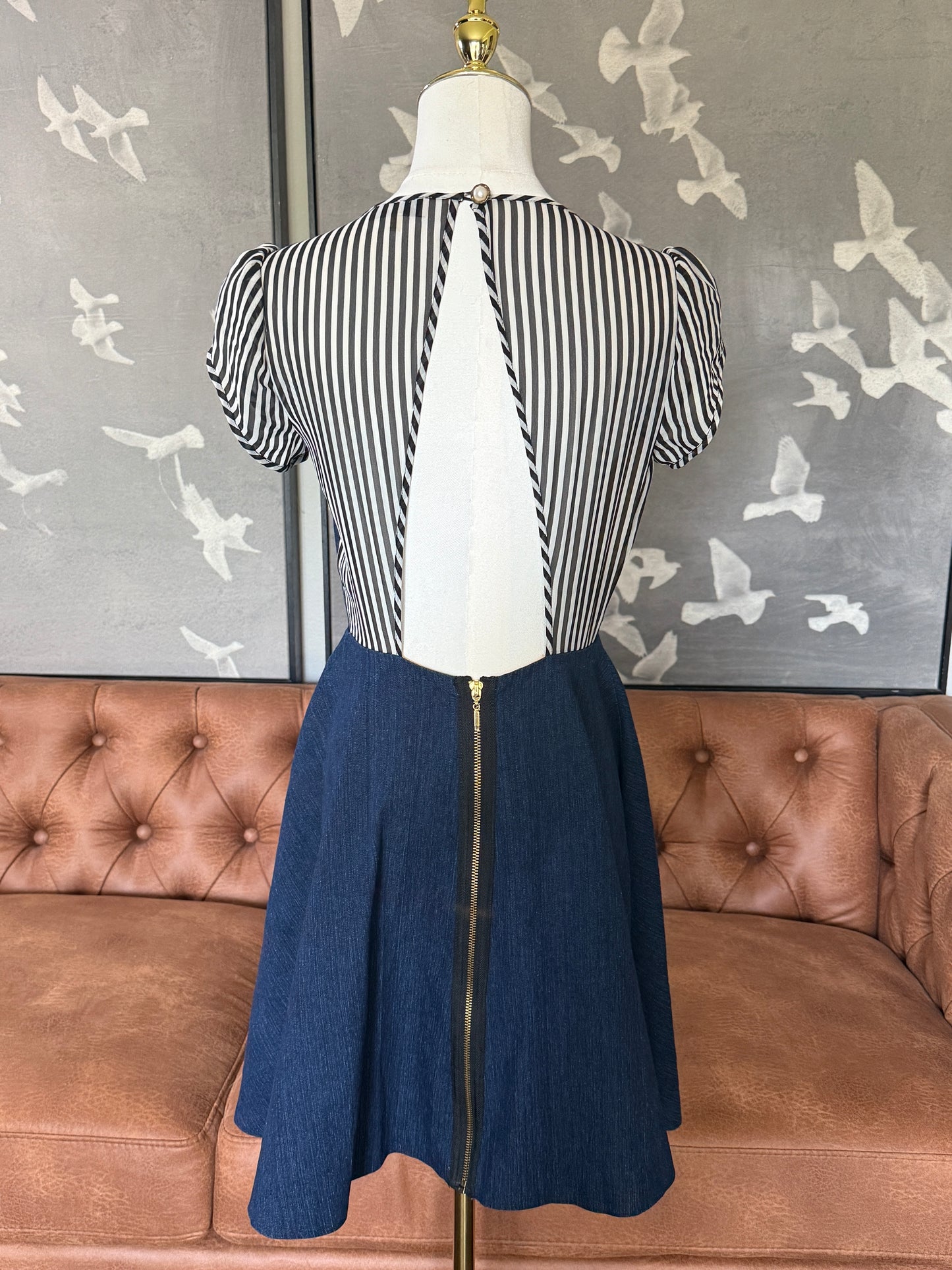 Denim Open Back A-line Dress