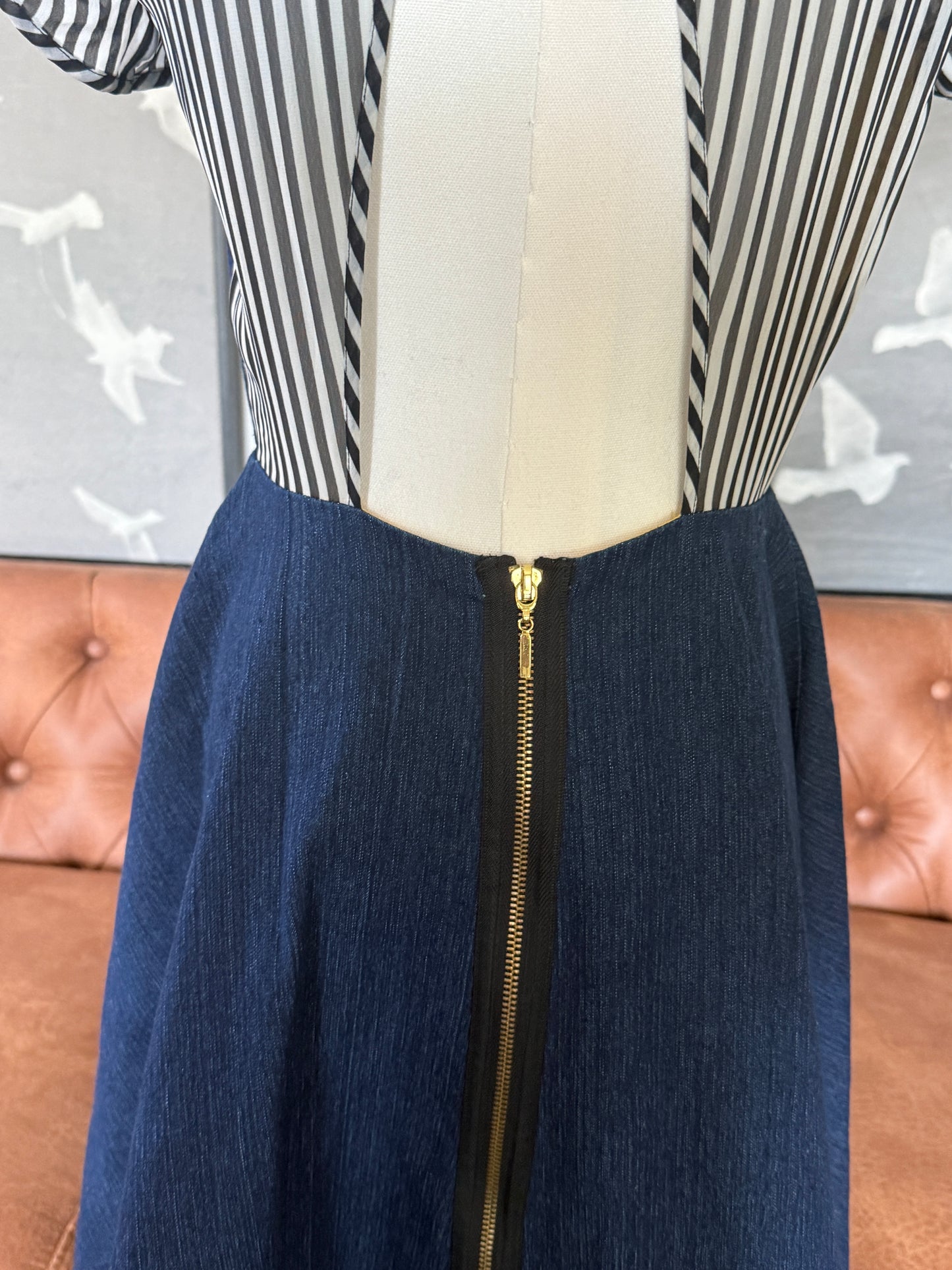 Denim Open Back A-line Dress