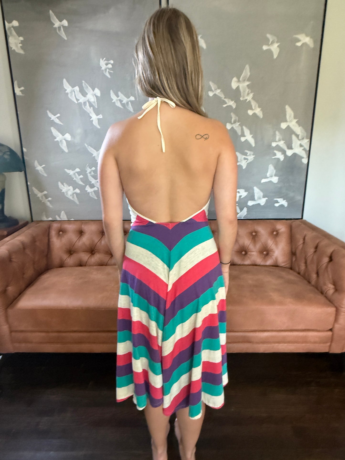 1970's Stripped Halter Dress