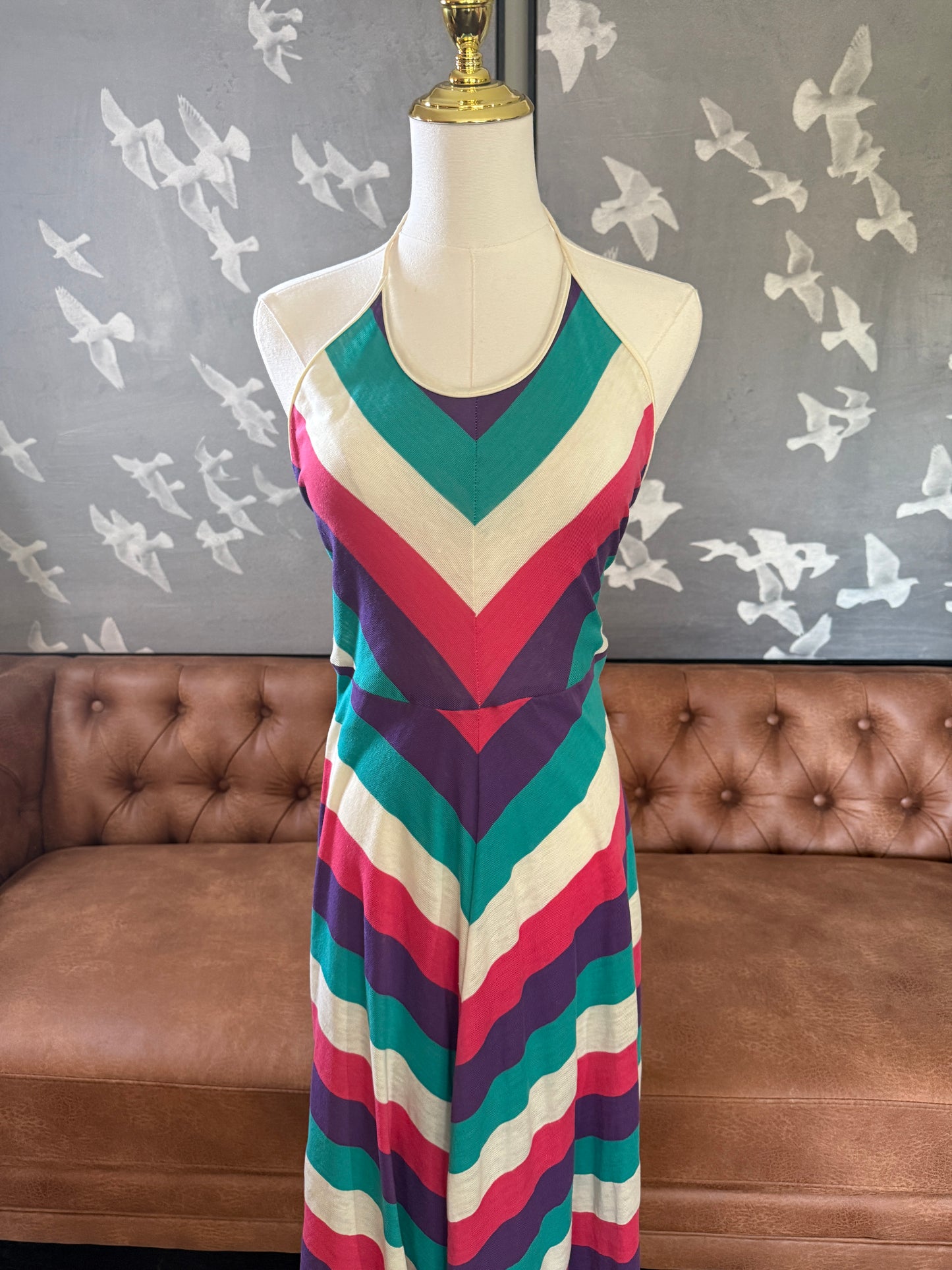 1970's Stripped Halter Dress