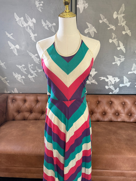 1970's Stripped Halter Dress