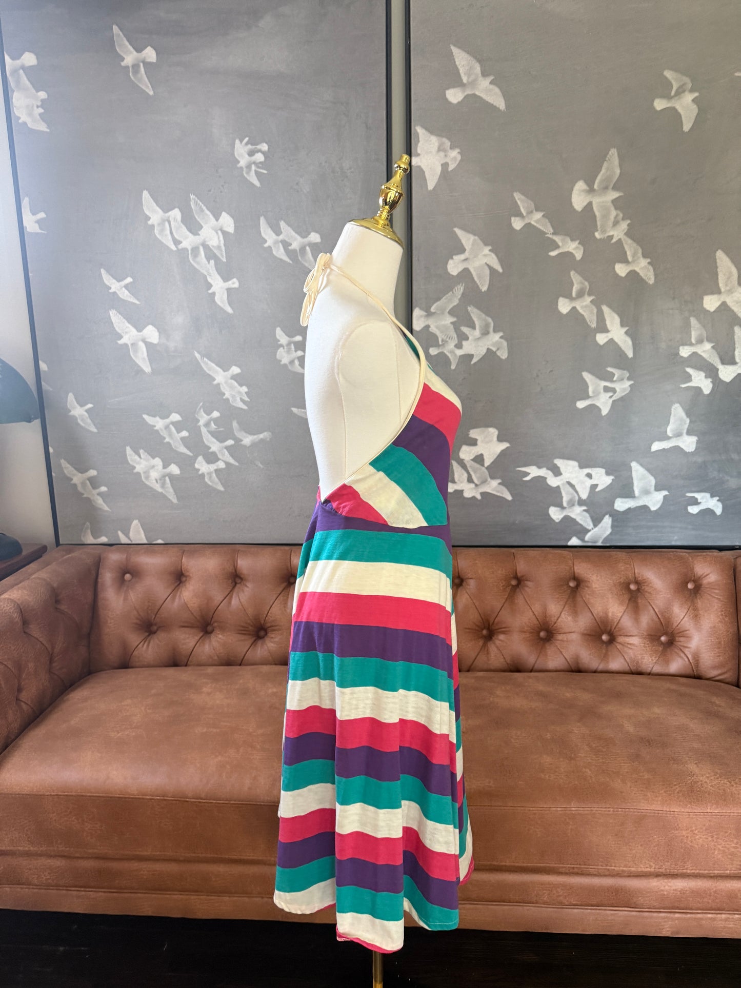 1970's Stripped Halter Dress