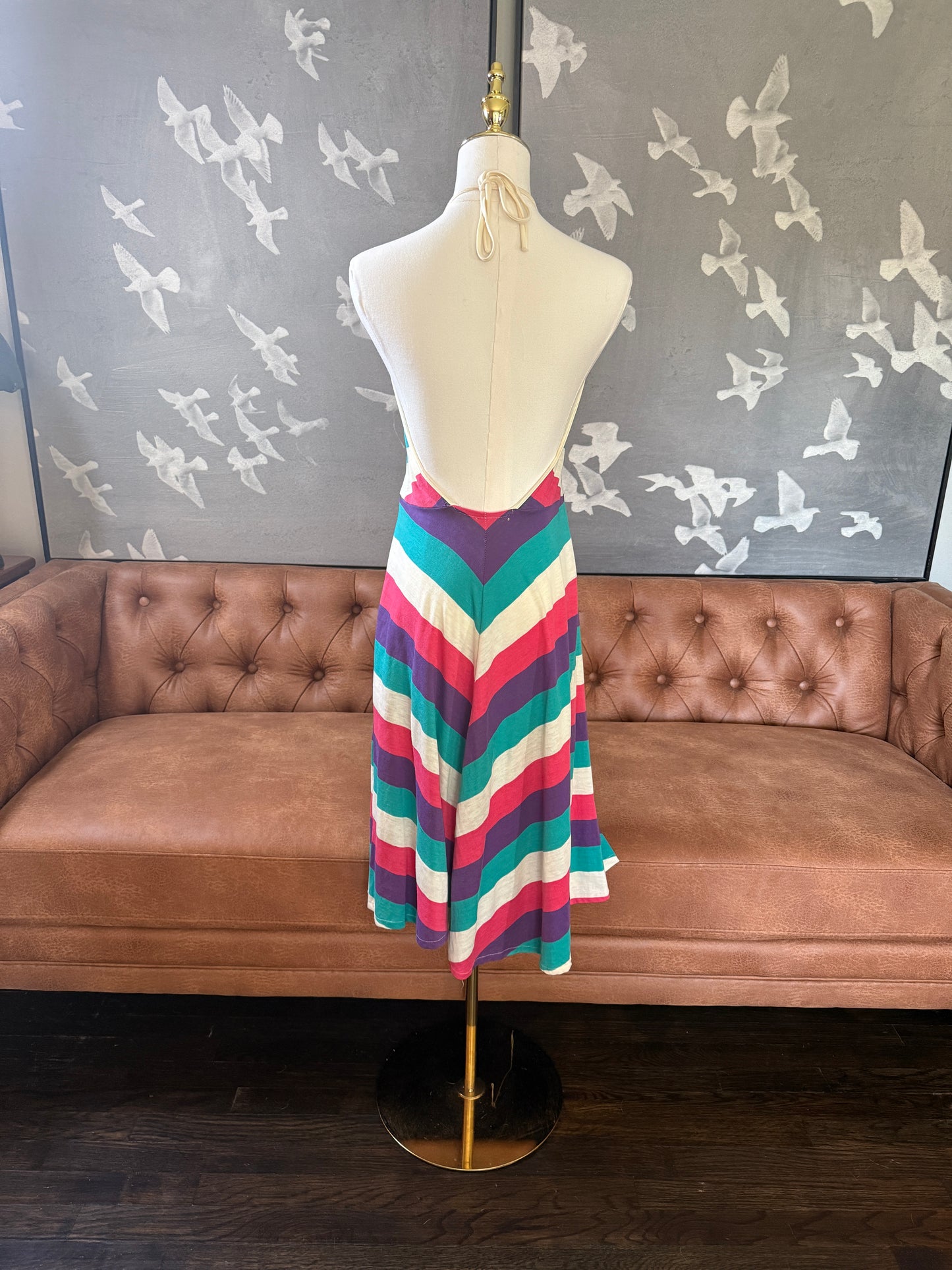 1970's Stripped Halter Dress