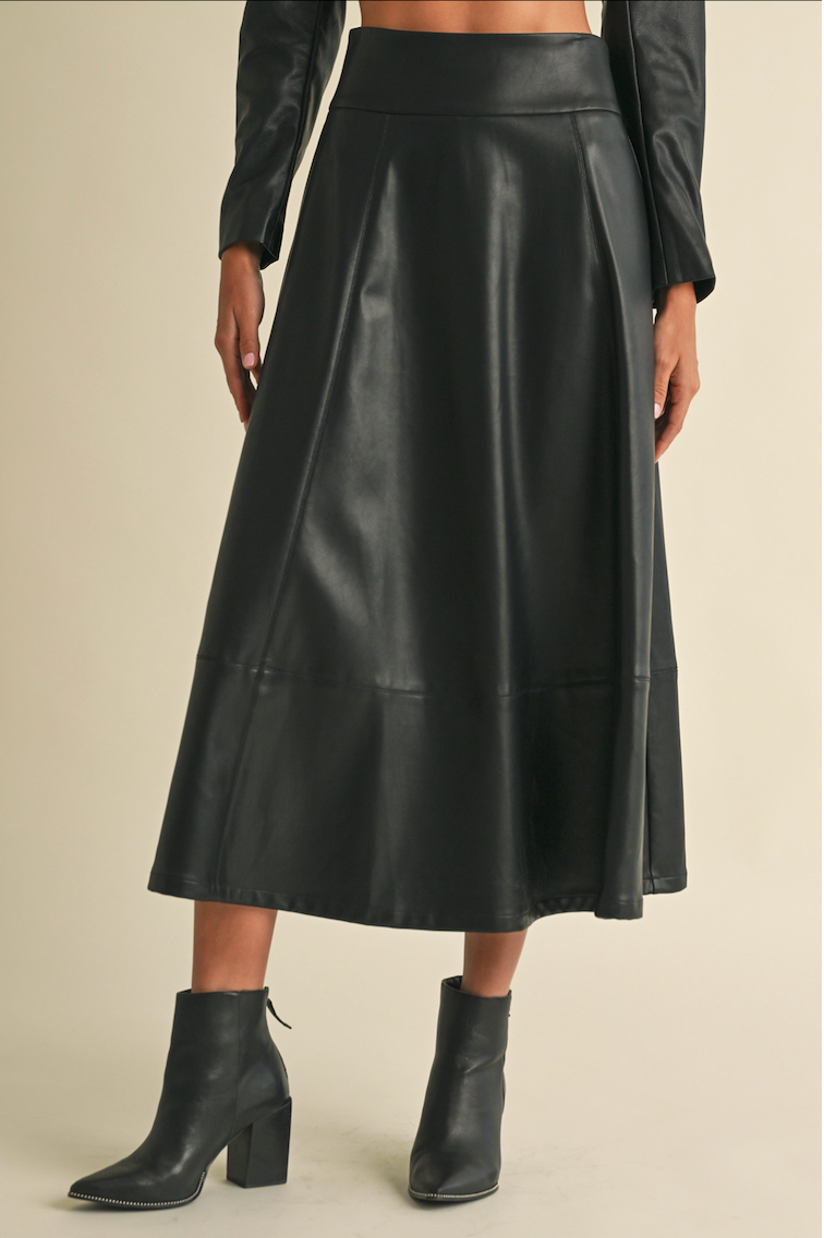 Night Rider Black Faux Leather Skirt