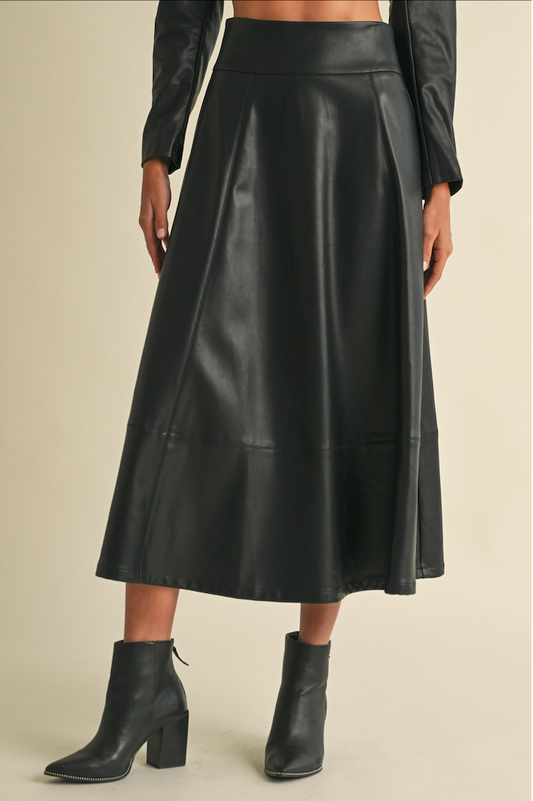 Night Rider Black Faux Leather Skirt