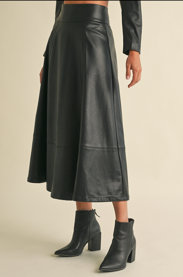 Night Rider Black Faux Leather Skirt