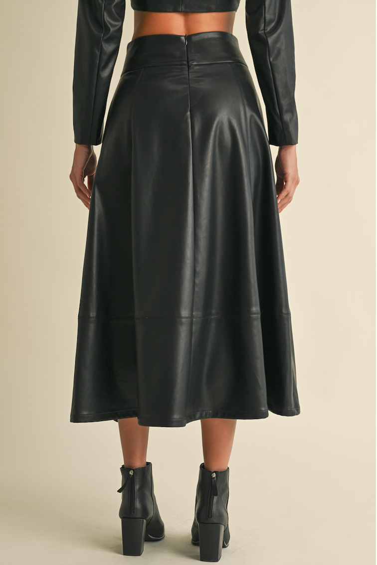 Night Rider Black Faux Leather Skirt