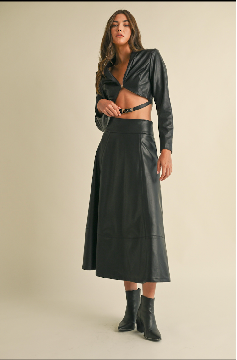 Night Rider Black Faux Leather Skirt