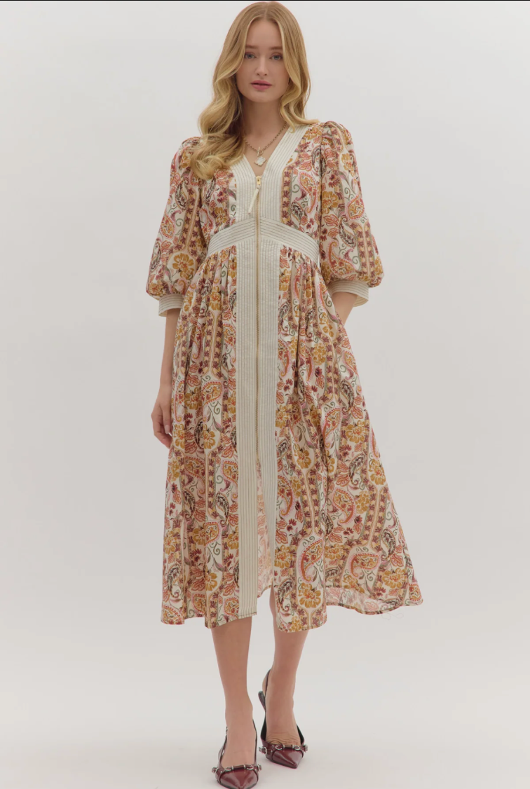 Camille Floral Zip Front Dress