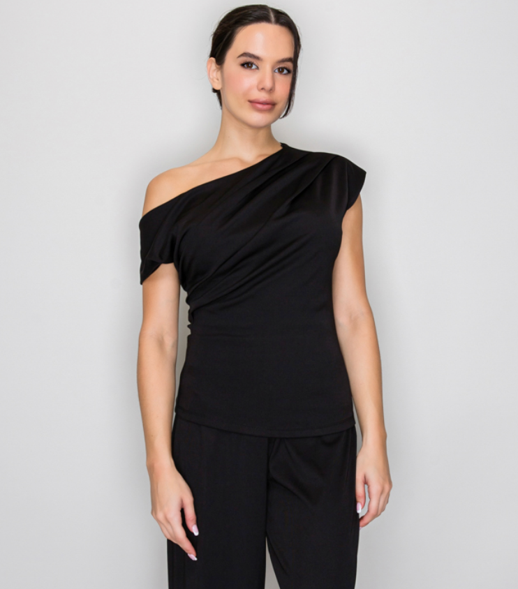 Asymmetric One-Shoulder Ribbed Matte Top