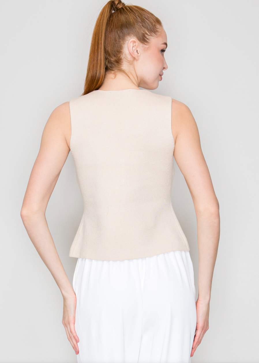 V-Neck Two-Button Vest Top