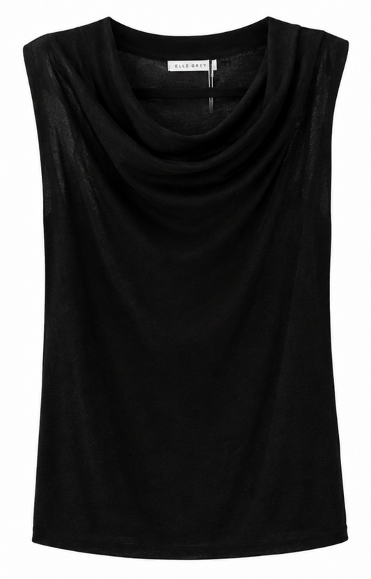 Black Sleeveless Cowl Neck Top