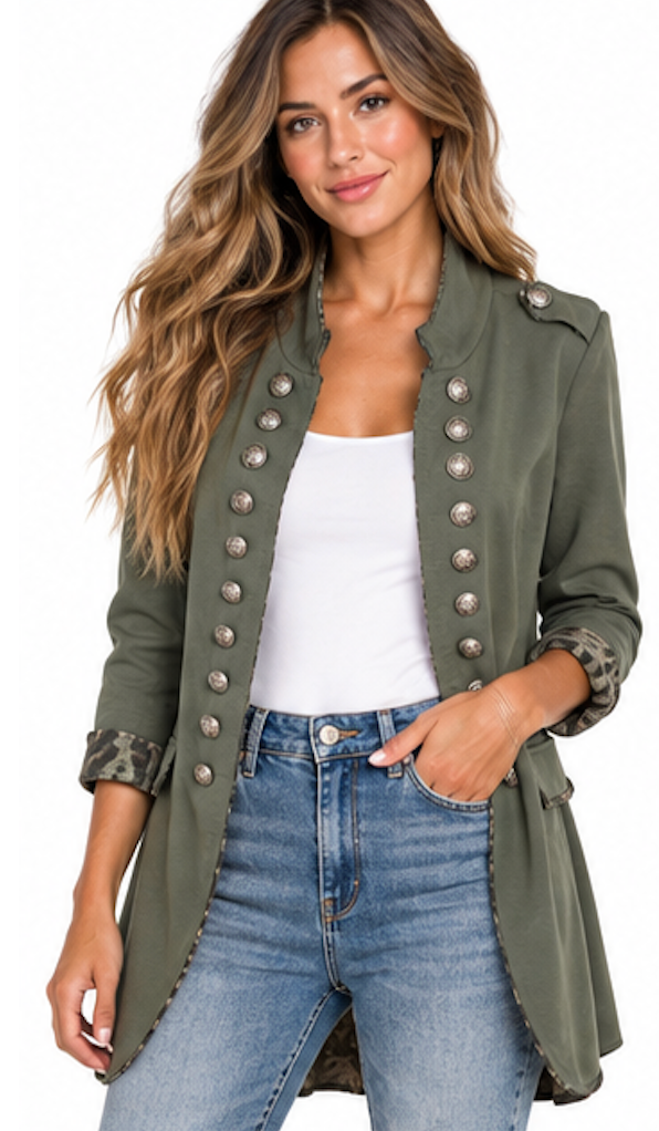 Sgt. Pepper Olive Double-Breasted Military Jacket
