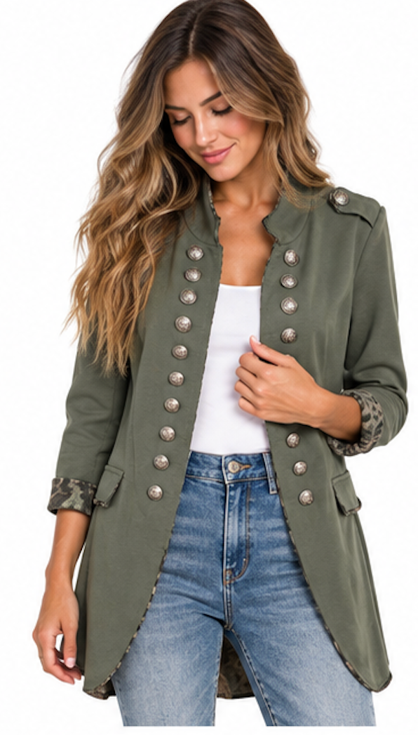 Sgt. Pepper Olive Double-Breasted Military Jacket