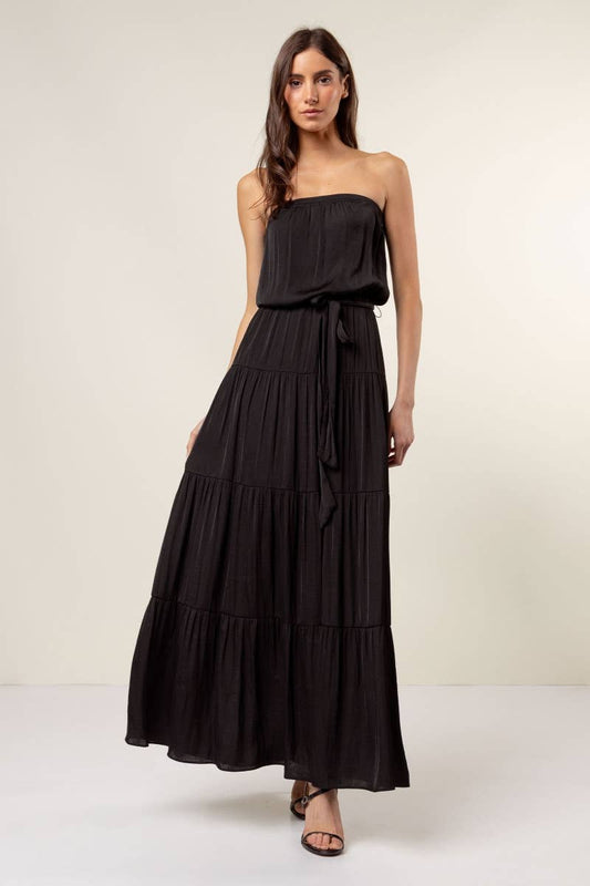Maxi Tiered Tube Dress With Elasticized Waist - TF