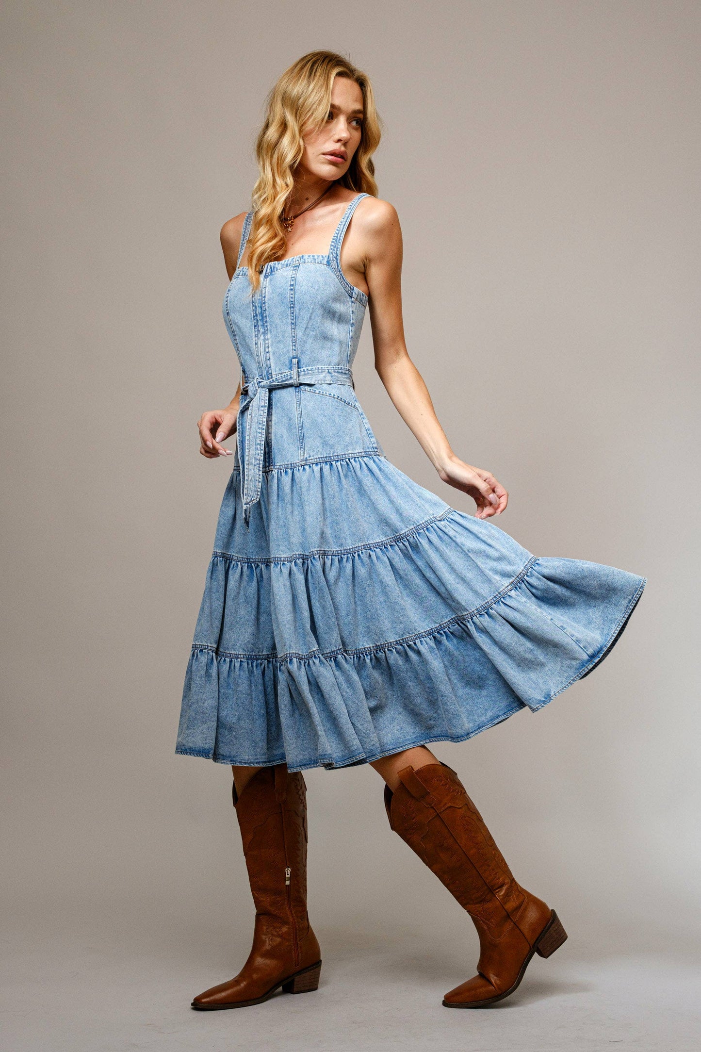 Rodeo Denim Tiered  Dress