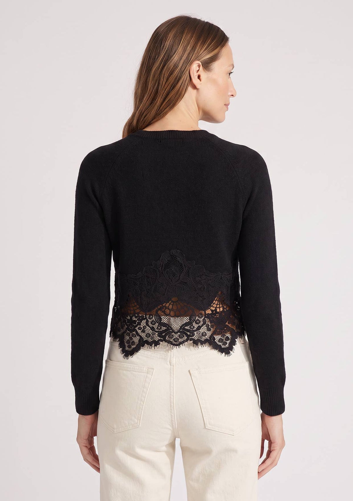 Lace Trim Button Front Cardigan