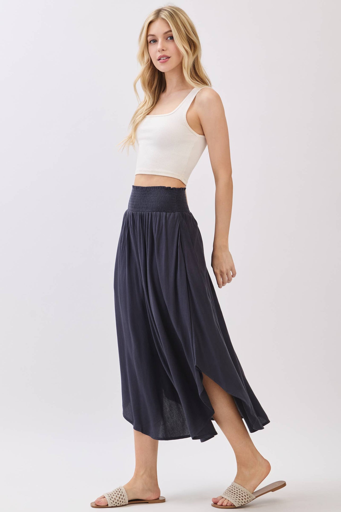 Smocked Waist Flowy Skirt